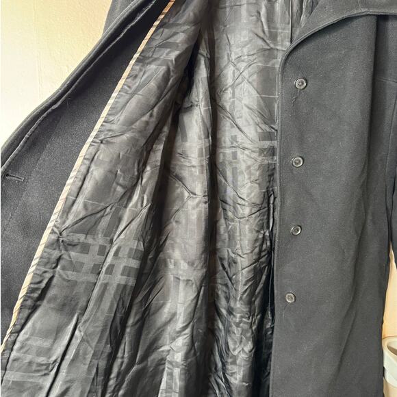 Burberry London Women UK 14 US 12 Black Wool Cashmere Stand Collar Long Coat - Picture 11 of 16